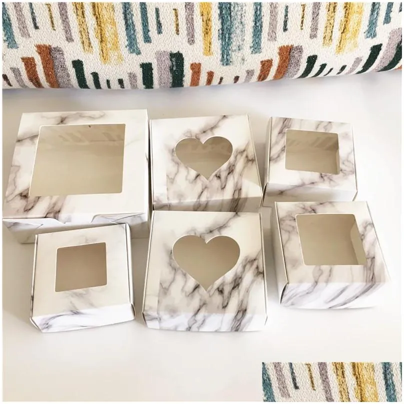 marble style clear pvc window aircraft handmade gift boxes paper packaging box jewelry storage case 119 k2