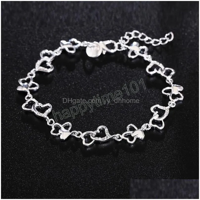 925 sterling silver full heart aaa zircon chain bracelet for women wedding engagement party fashion jewelry