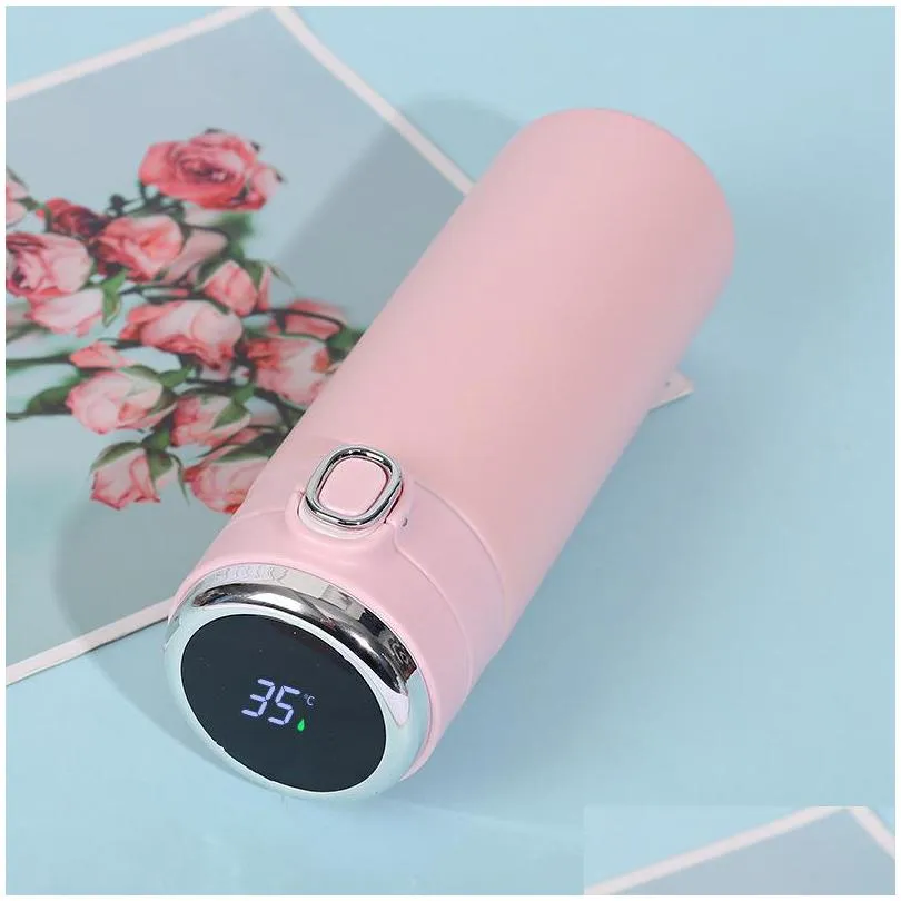 420ml smart thermos stainless steel water bottle led digital temperature display coffee thermal mugs intelligent insulation cups 1435