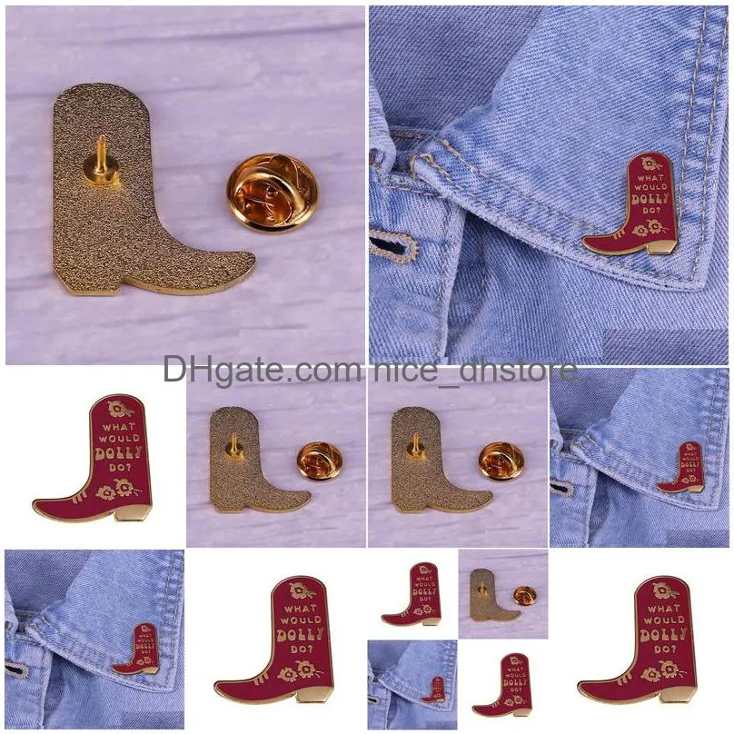 dolly parton  boot enamel pin i will always love you jolene coat of many colors western cowgirl country music brooch