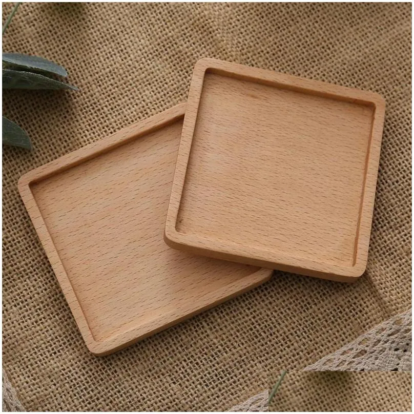 square round cup mat wooden cups coaster antiskid heat insulation circular wood lines teacup bowl bottom mats 10 5sm c2