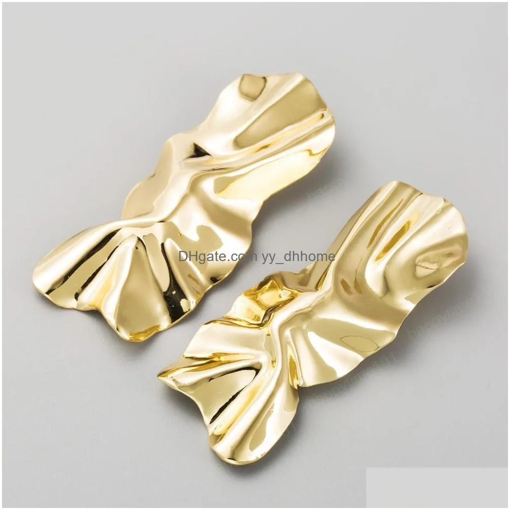  metal statement earrings trendy exaggerated shiny irregular square rhombus wedding and party earring for lady