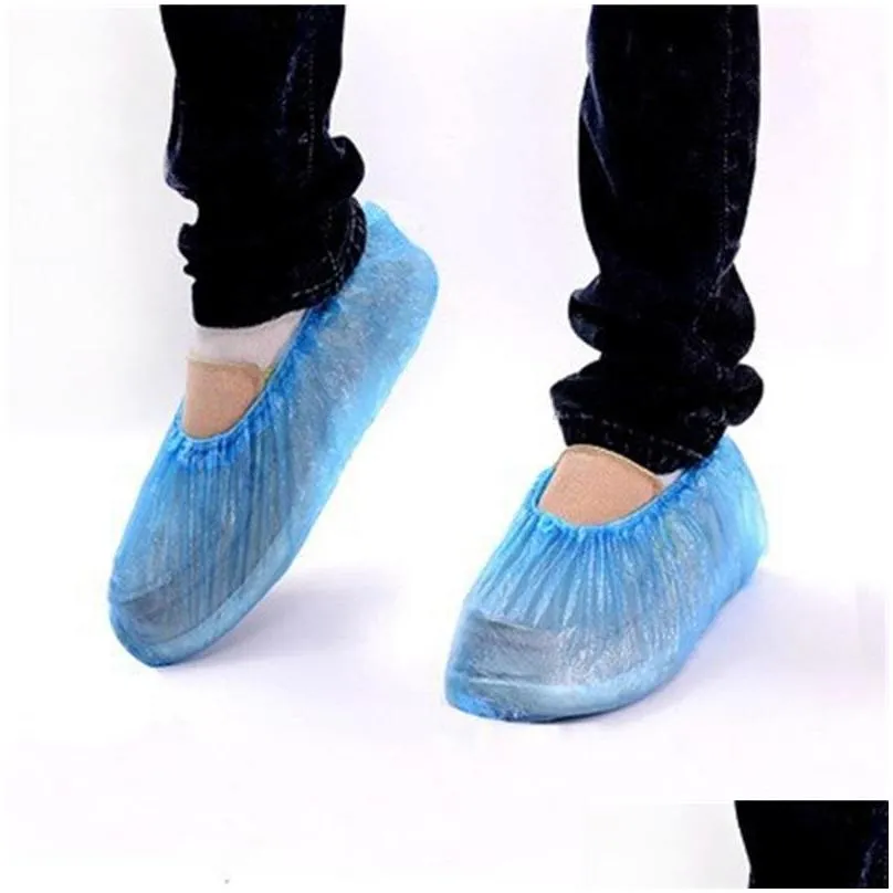 plastic waterproof disposable shoe covers rain day carpet floor protector blue cleaning shoe cover overshoes for home 10 m2