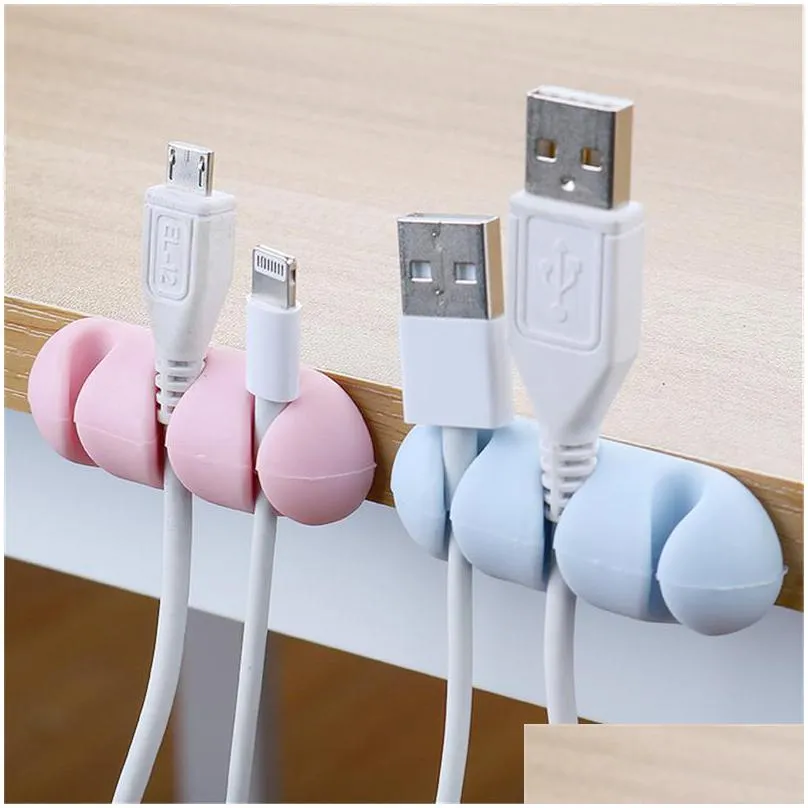 2pcs/lot silicone selfadhesive office desk wire organizer kitchen wire fixing gadget desktop wire storage holder accessories 404 n2