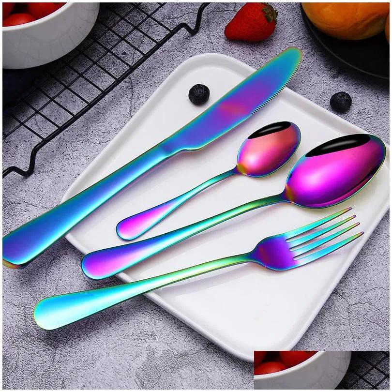 stainless steel dinnerware sets gold plated cutlery suit knife fork spoon kit dinner creative popular wear resistance 10 8ry uu
