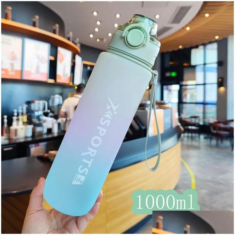 gradient 1l large capacity fashionable sports water bottles outdoor fitness can carry lifting and filter screen matte kettle 64oz dynamic water bottle 902