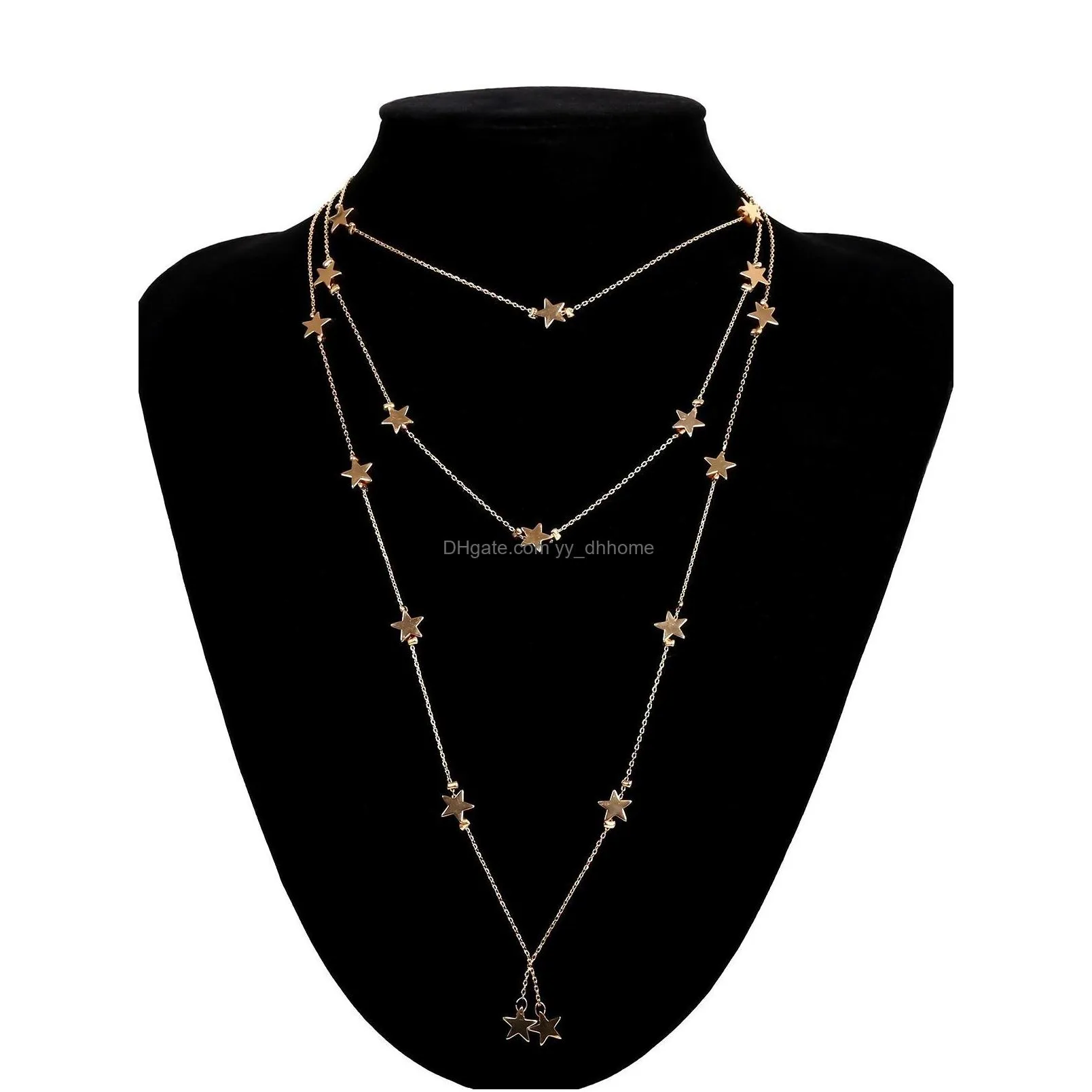 star individual character tide fashionable business collar is acted the role of star pendant tassel multilayer necklace