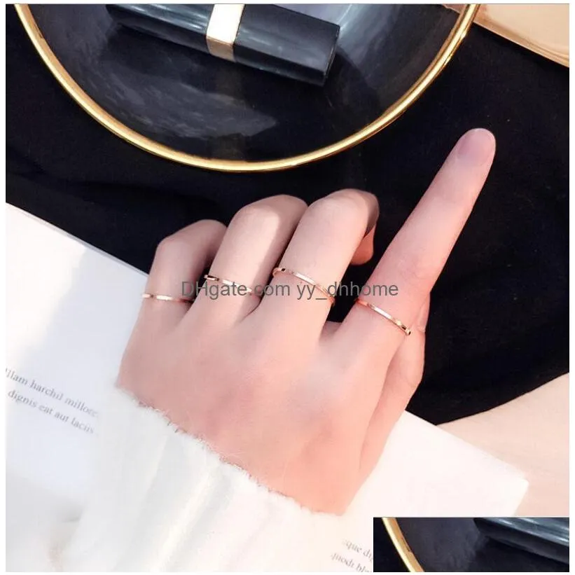 simple 1mm fine tail ring smooth titanium steel ladys ring metal alloy adjustable lady rings gold silver black rose gold jewelry size