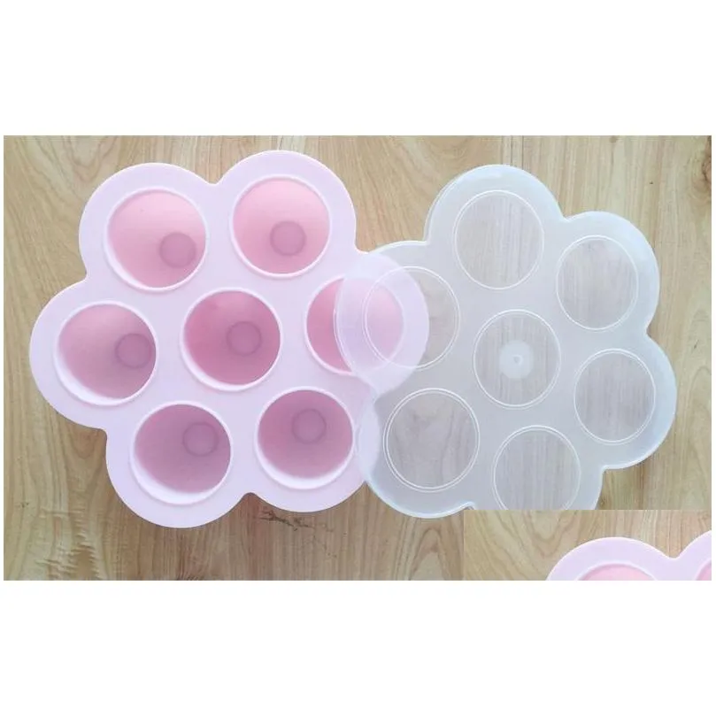 diy kids food boxes silicone cake mold storage container zer tray with lid 7 holes egg bites mould kitchen baking tool 11 5yc c