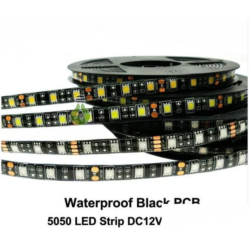 black pcb board 12v led strip light waterproof ip65 60leds/m 5050 strip light outdoor indoor decoration