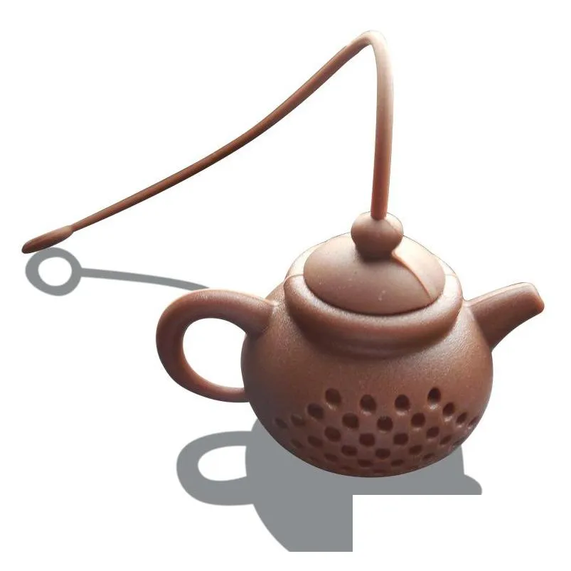 silicone teapot shape tea filter safely cleaning infuser reusable tea/coffee strainer tea leaks kitchen accessories 225 n2