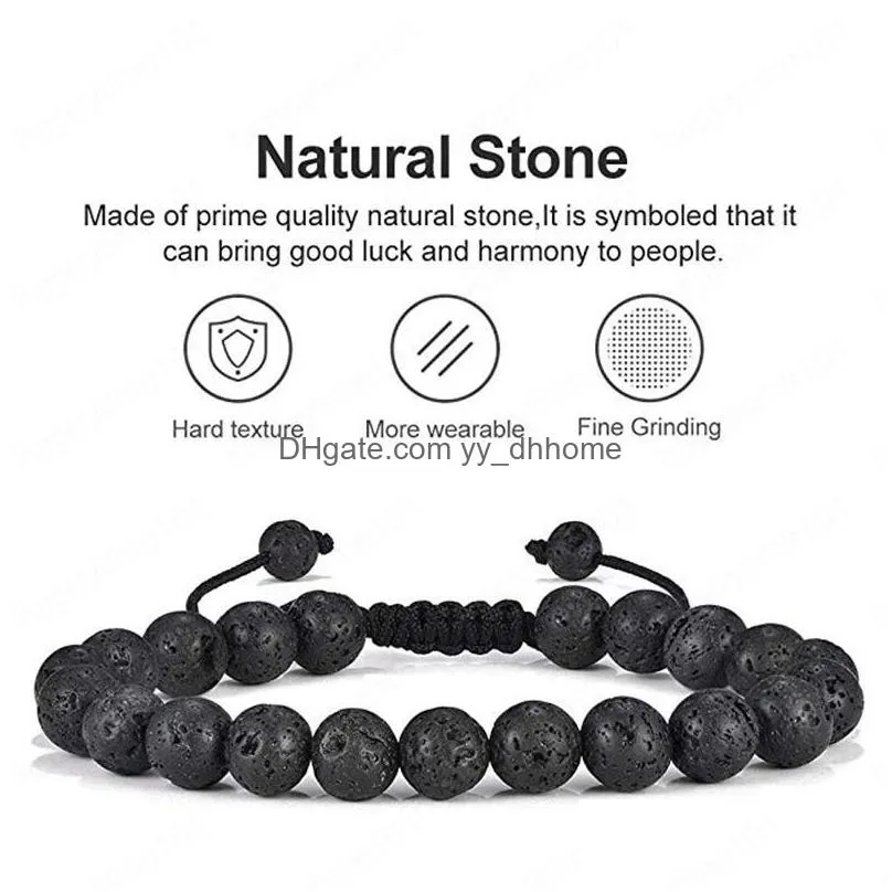 bead bracelets for mens 8mm natural lava rock stone  oil diffuser bracelet natural stone yoga beads bracelet bangle