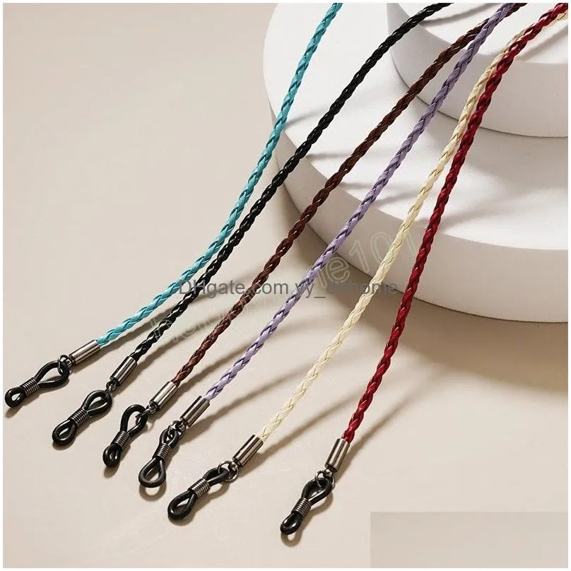 eyeglasses glasses chain holder thick twist sunglasses pu leather rope braided glasses lanyard nonslip strap cord