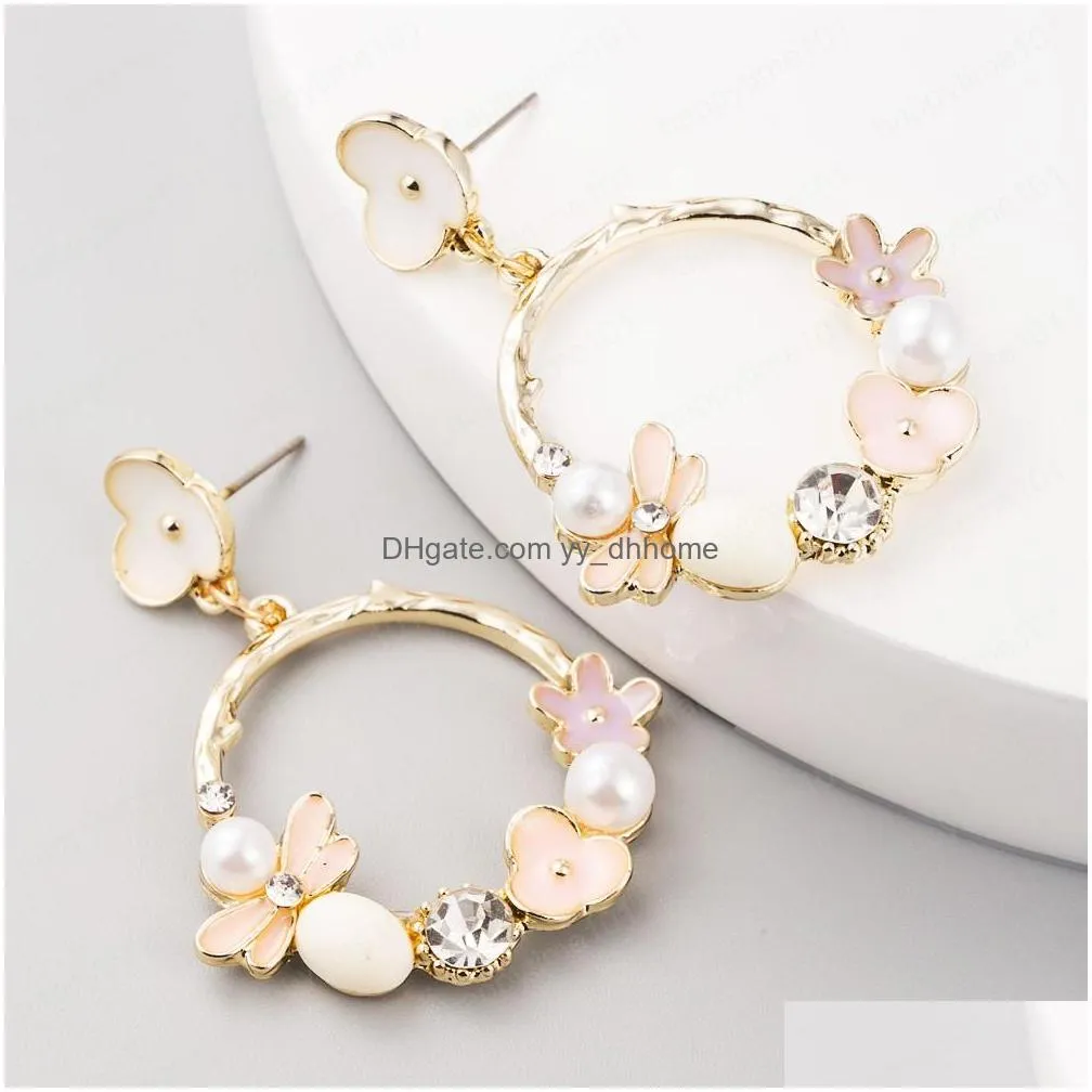 spring design trendy flower and butterfly statement dangle earrings for lady charm dangle earrings gift for woman