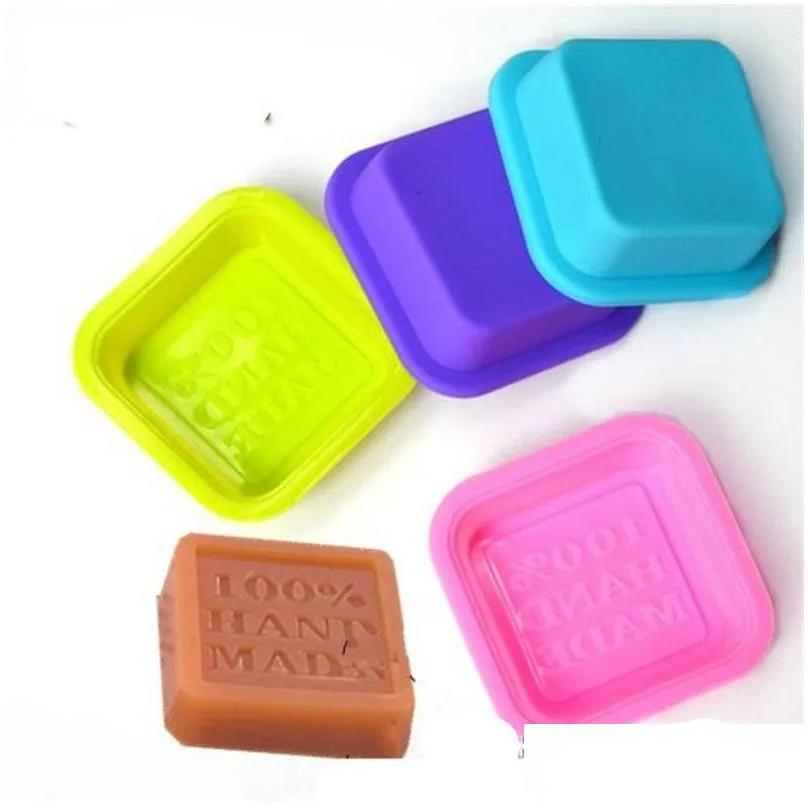 hopestar168 delicate cute craft art square silicone oven handmade soap molds diy soap mold baking moulds random color 74 g2