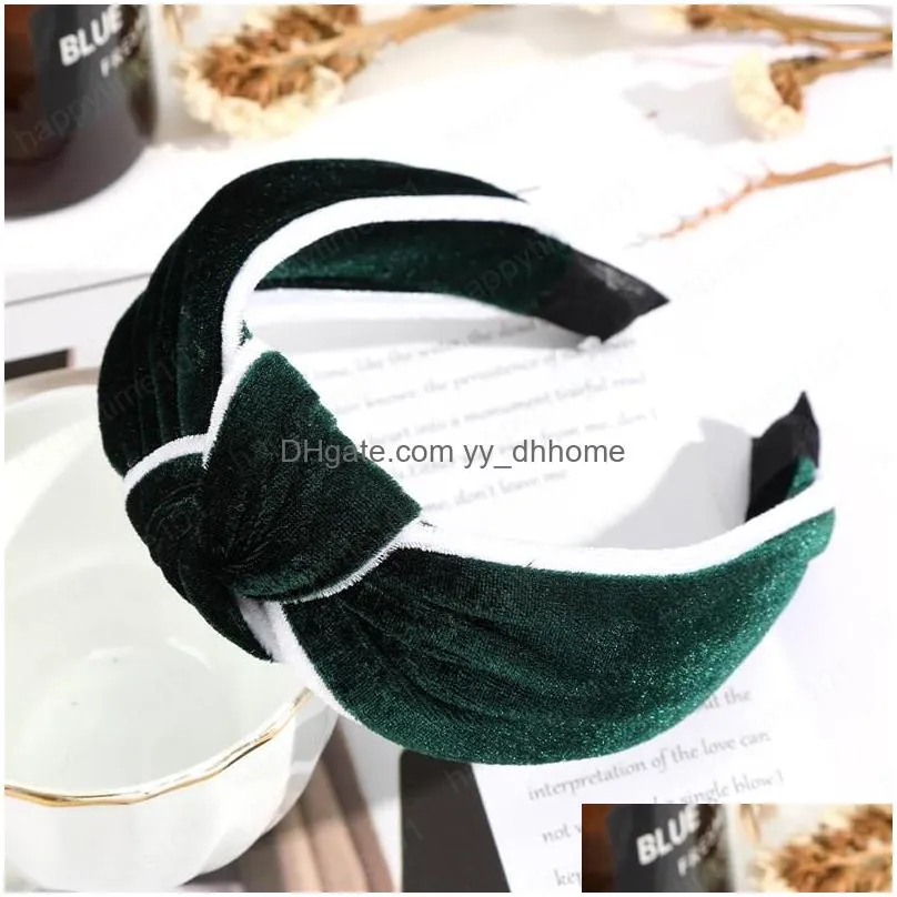 christmas velvet hairbands headwear for women wide knotted headbands fashion bezel hair hoop accessories