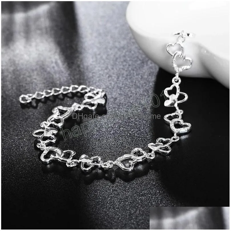 925 sterling silver full heart aaa zircon chain bracelet for women wedding engagement party fashion jewelry