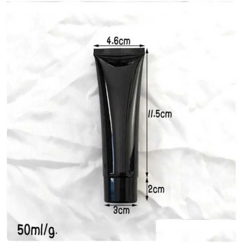 20200ml black plastic soft bottle empty cosmetic facial cleanser eye cream squeeze tube hand lotion lip packing bottles 463 n2