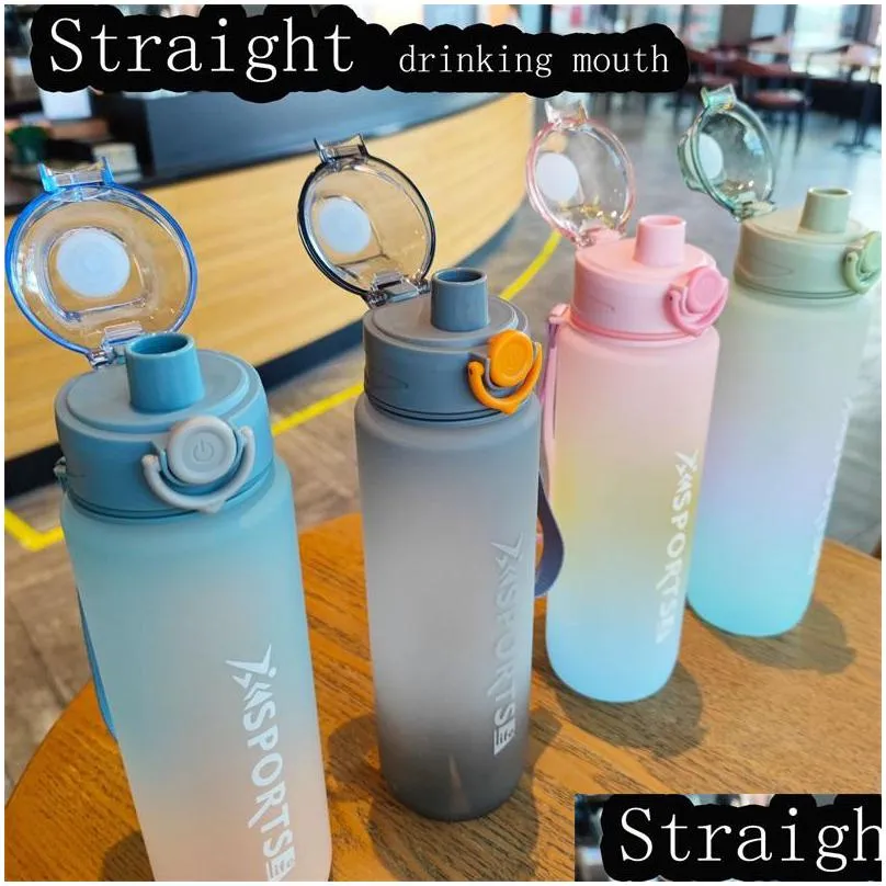 gradient 1l large capacity fashionable sports water bottles outdoor fitness can carry lifting and filter screen matte kettle 64oz dynamic water bottle 902