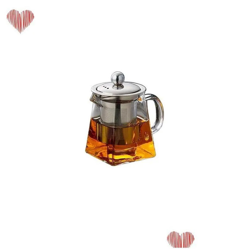 clear borosilicate glass teapot with stainless steel infuser strainer heat resistant loose leaf tea pot 90 n2