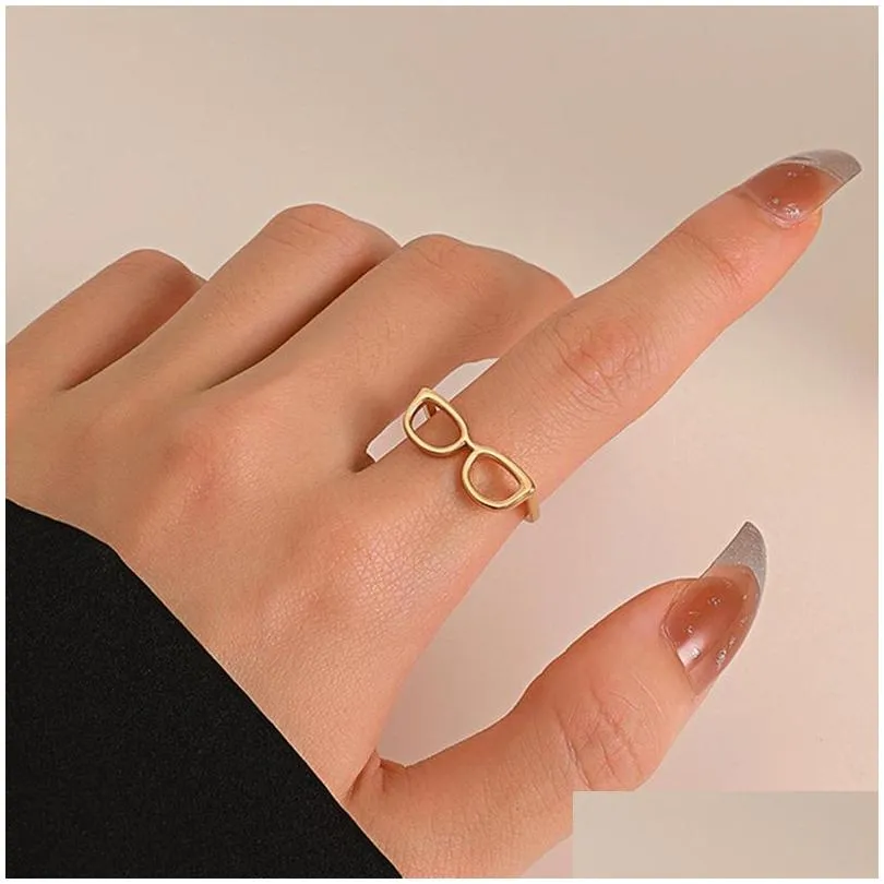 europe fashion jewelry fun mini glasses ring niche design opening index finger ring lovers rings