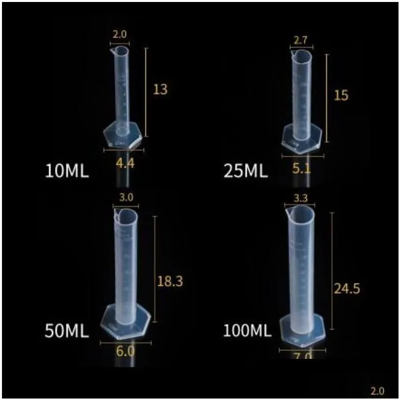 plastic measuring cylinder graduated cylinder set 10/25/50/100ml measuring cup chemistry laboratory tools shipping 227 g2