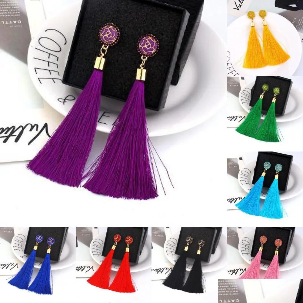  rose hollow out women earrings colorful fringed earrings fashion tassels earring rose tassel earrings for women jewelry xmas gifts