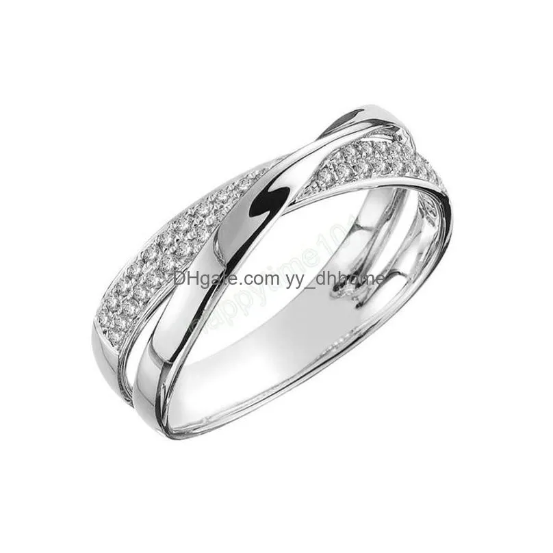 classic wedding rings for women fashion two tone x shape cross dazzling cz ring female engagement jewelry