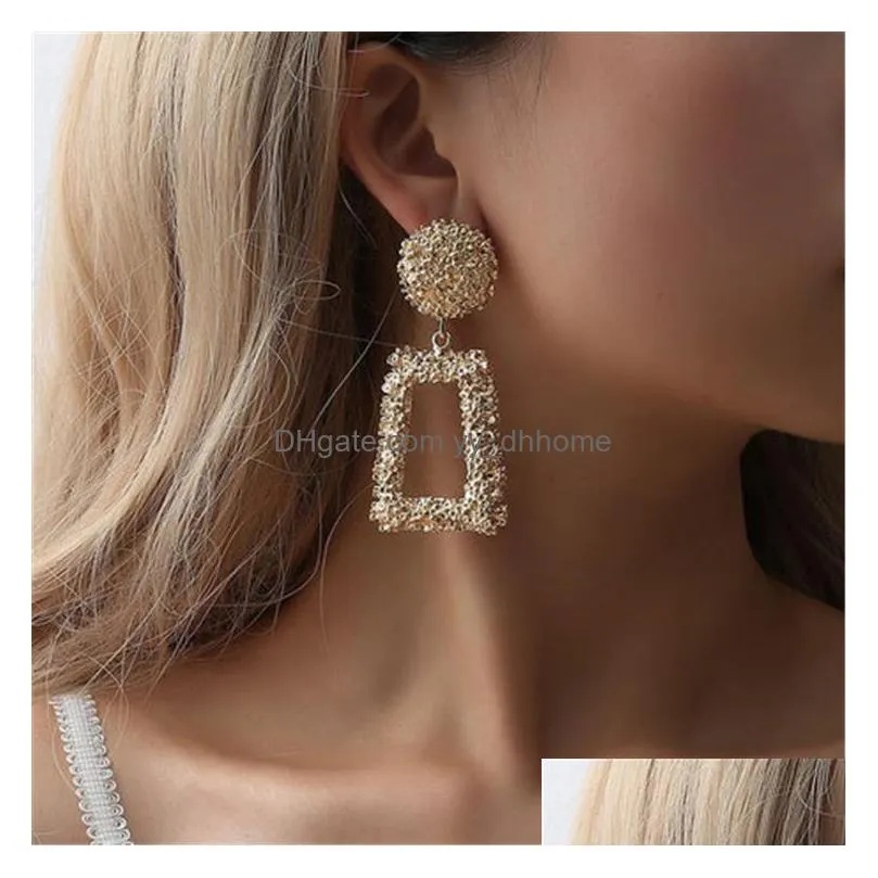 big vintage earrings for women color golden geometric statement earrings metal earrings hanging trend jewelry wholesale