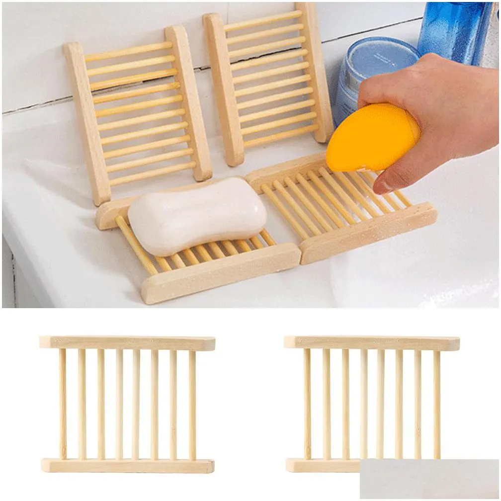 100pcs bar products natural bamboo trays wholesale wooden soap dish wood tray holder rack plate box container for bath shower bathroom 41