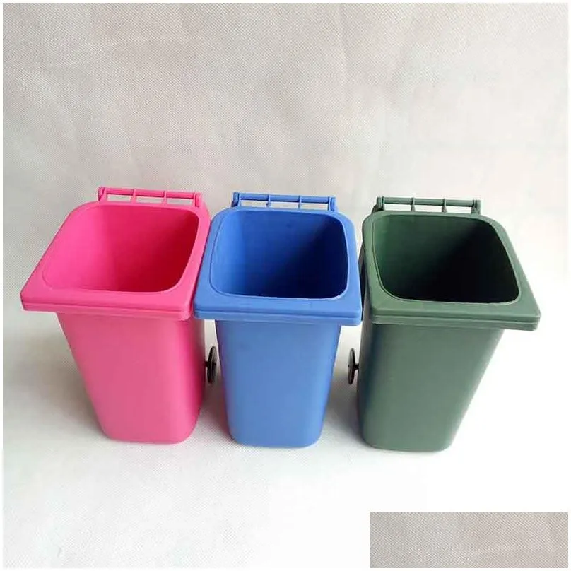 big mouth toys mini trash pencil holder recycle can case table pen plastic storage bucket stationery sundries organizer tools 5 color