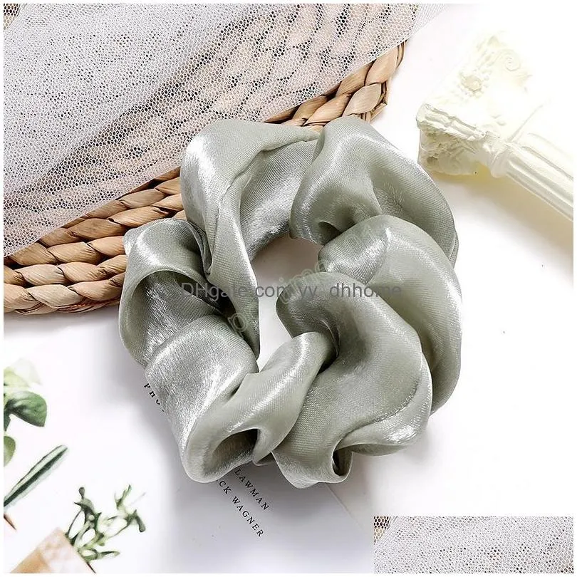 women girls silk hair scrunchies elastic solid color hairband ponytail holder headband headwear hairs accessories