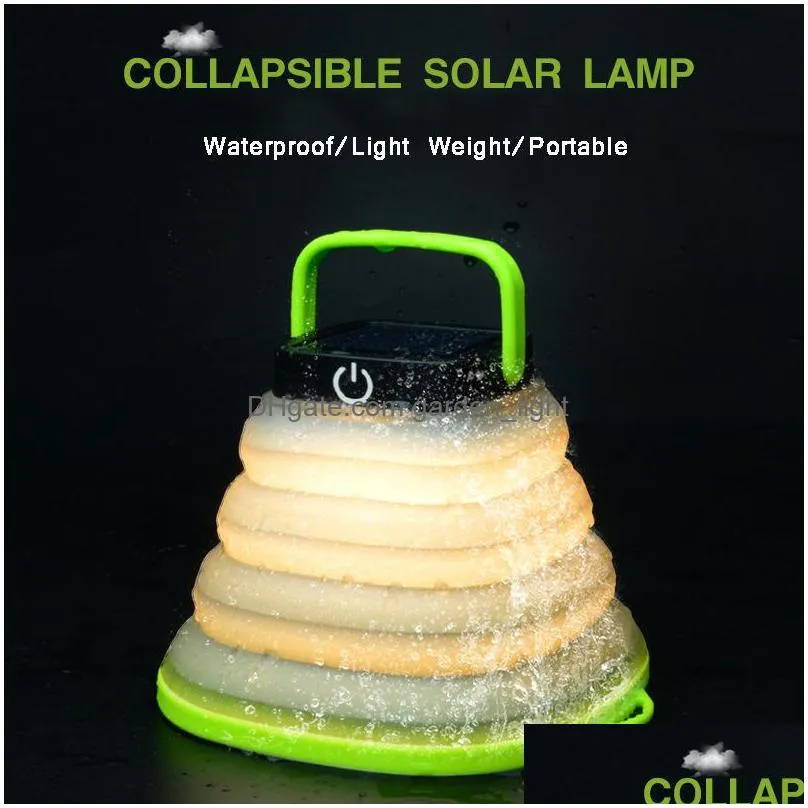 led solar camping light outdoor collapsible lights led flashlight portable lantern mini tent light emergency lamp warm white colorful