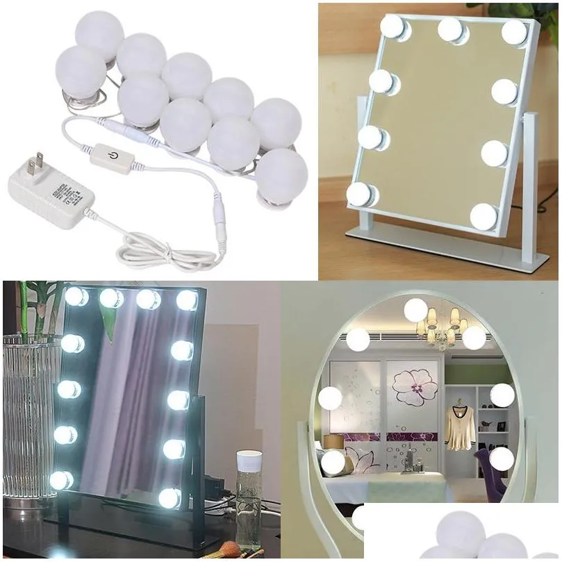 led vanity mirror lights kit style usb makeup mirror lights 10 led bulbs fixture strip for makeup vanity table set dimmer power supply