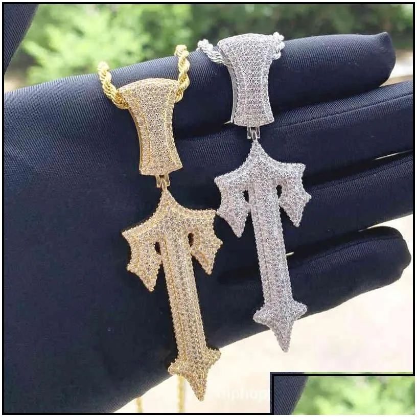 pendant necklaces trapstar london hip hop cross pendant inlaid zircon  rap style wearable tennis chain cuba drop delivery 2022 jew