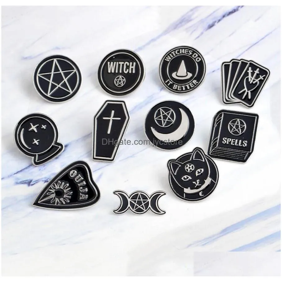 witch ouija moon tarot book new goth style enamel pins badge denim jacket jewelry gifts brooches for women men 167 t2