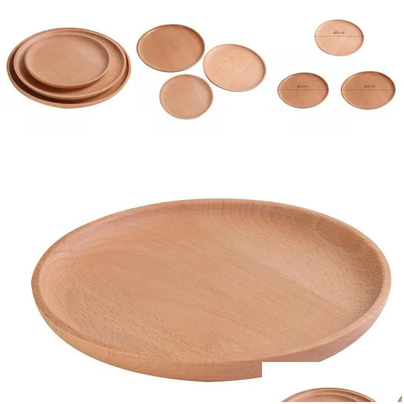 high quality wood plates wooden tableware dinner plate food fruit dessert plate round handmade sushi dish tea trays 5 sizes dbc 26 g2