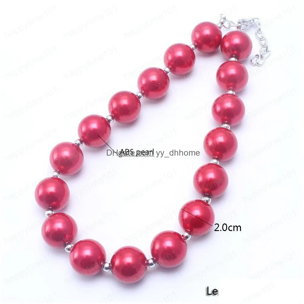  est christmas baby kid chunky necklace solid red pearl girl kids bubblegum chunky bead necklace children jewelry