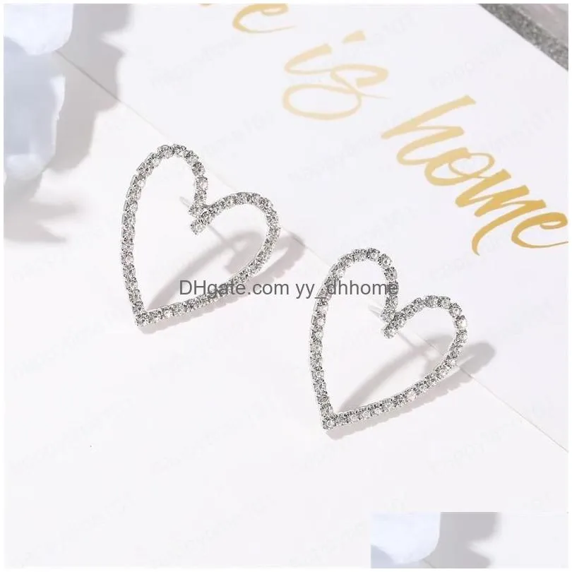  fashion jewelry heart earrings hollow out rhinstone hearts stud earrings