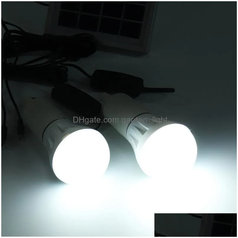 solar power system home power supply solar bulb led lighting system emergency charging led lighting system with 2 bulbs