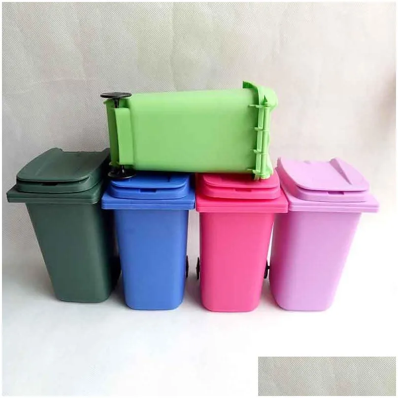 big mouth toys mini trash pencil holder recycle can case table pen plastic storage bucket stationery sundries organizer tools 5 color