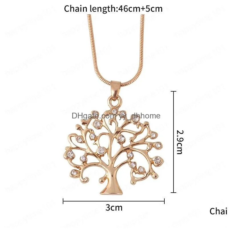  fashion jewelry sweet slimple rhinstone tree pendant necklace clavicle chain necklace