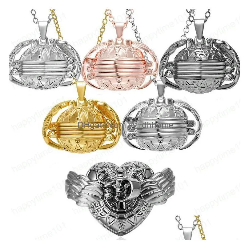  chimes heart lockets mexico angel wings aromatherapy hood necklaces ball pendant lockets p o love box diy pendant women gifts