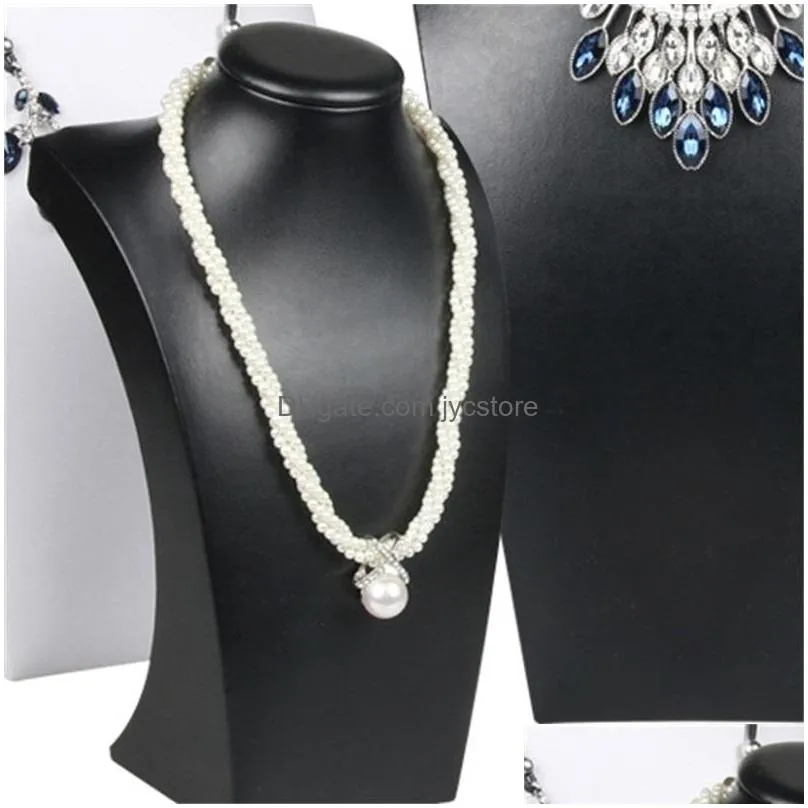 black pu leather necklace bust tall jewelry display stand neck form for jewellery window shelf exhibition counter top stand xpiwt 381