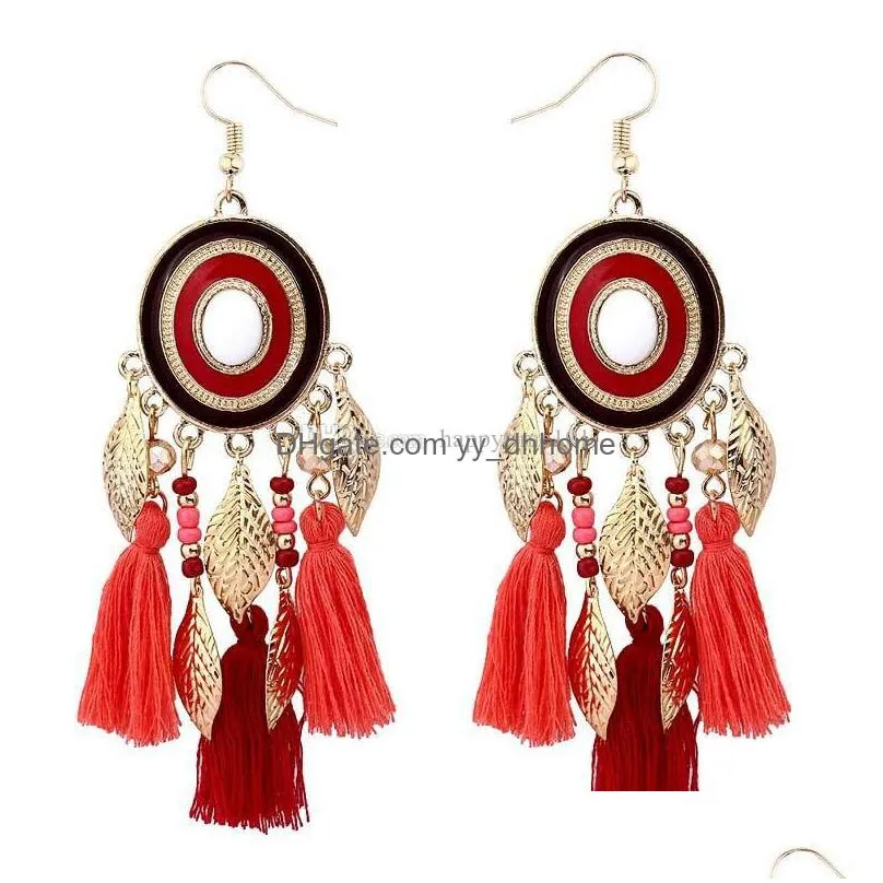 tassel chandelier earrings jewelry fashion women bohemia leaf tassels long dangle trendy ethnic bohemian earings