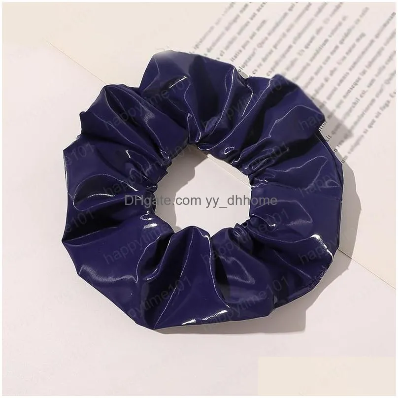 solid color imitation pu hair rope faux leather scrunchies fashion women girls hair ties ponytail holder hair accessories