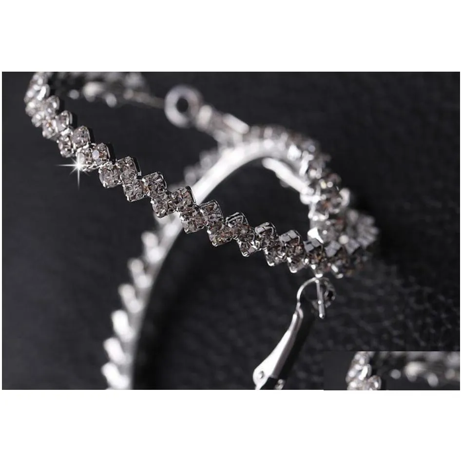women big hoop earrings diamond earring wedding/engagement round drop hanging 925 sterling silver earrings jewelry gift