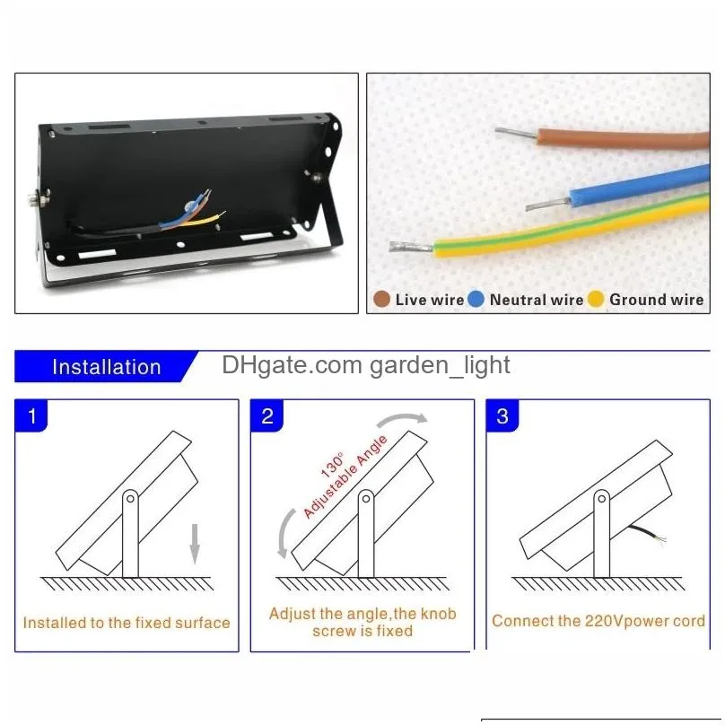 50w 100w led flood light 110v 220v outdoor module floodlight spotlight red green blue rgb ip65 waterproof street lamp landscape