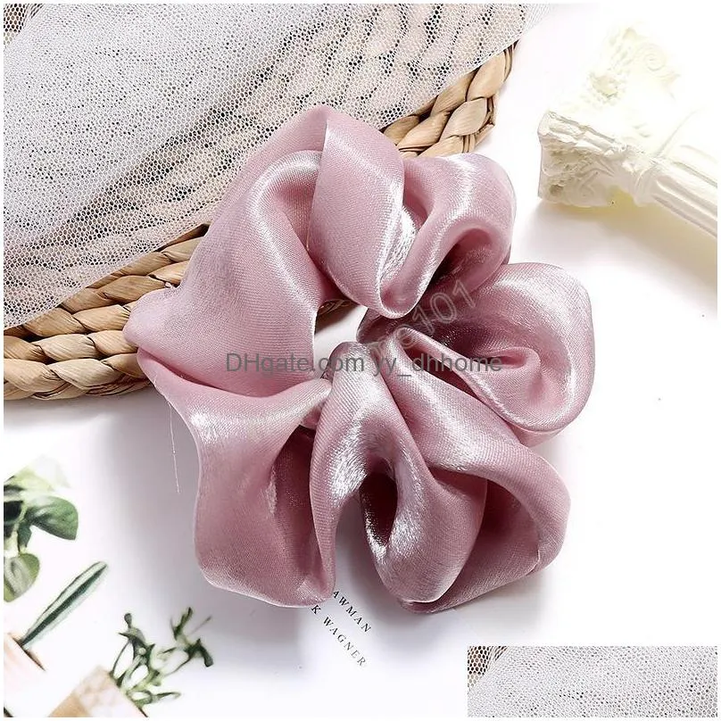 women girls silk hair scrunchies elastic solid color hairband ponytail holder headband headwear hairs accessories