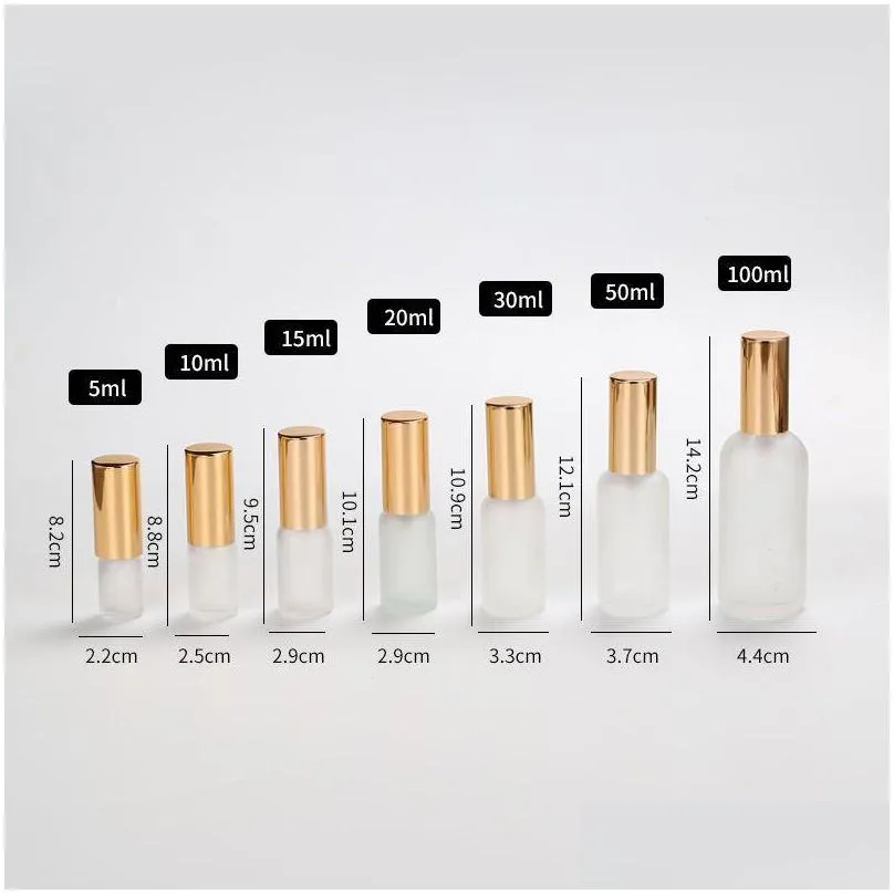 essence oil lotion pump bottle cosmetic containers bottle spray frosted glass empty vial 10ml 15ml 20ml 30ml 100ml 15pcs1 724 v2